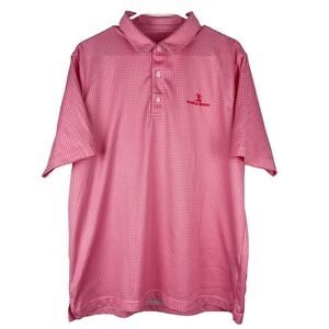 Pebble Beach Polo Shirt Mens Large (L) Pink Gingham Dry-Luxe Performance Golf